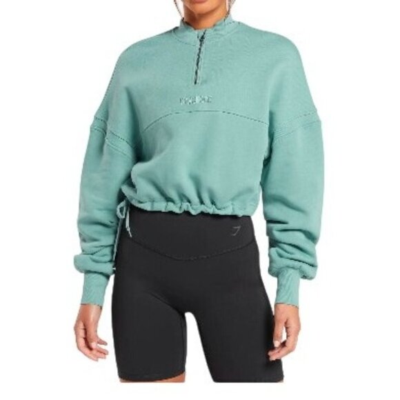 Gymshark Women's Large Loopback Seafoam Green Pullover Sweatshirt Long Sleeve - Picture 1 of 16